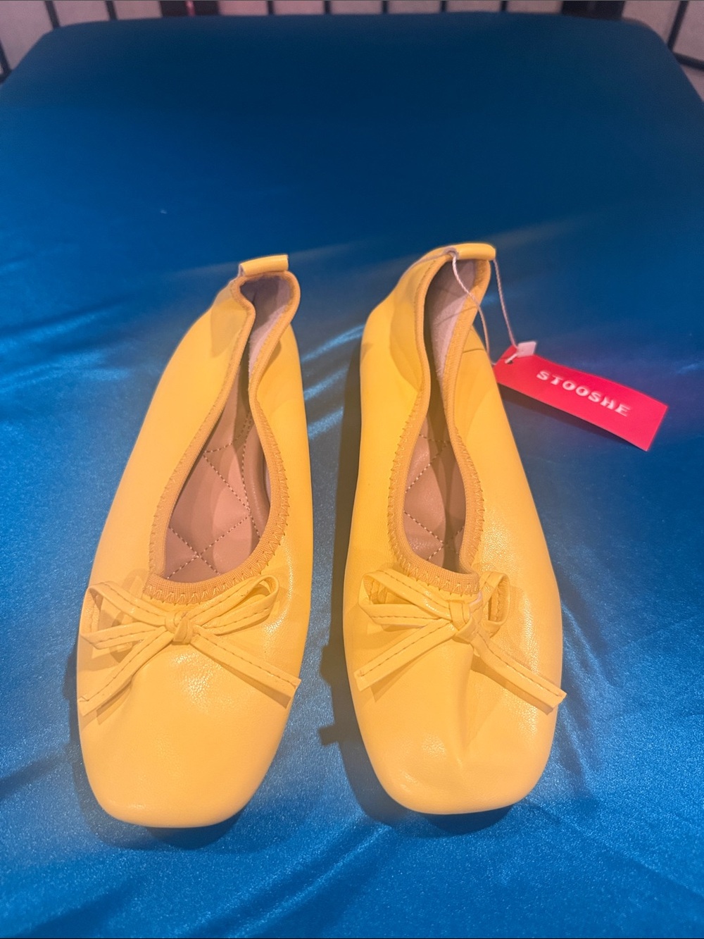Stoosh Bright Yellow Bow Ballet Flats